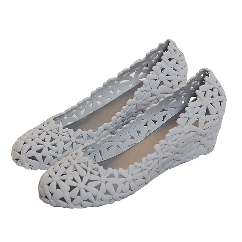 

New Women Pumps Round Toe Floral Soft Sole Jelly Shoes Wedges Summer Daily Street Beach Outdoor Comfort Casual Shoes