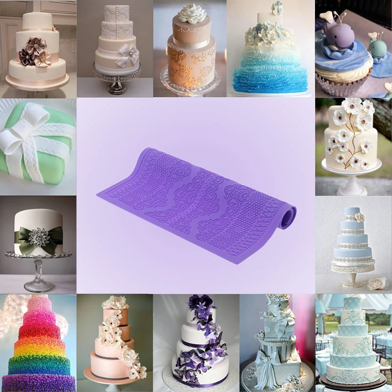 

Silicone Flower Lace Fondant Mold DIY Wedding Cake Mousse Brim Decor Sugarcraft Icing Mat Pad Home Pastry Baking Tool Supplie