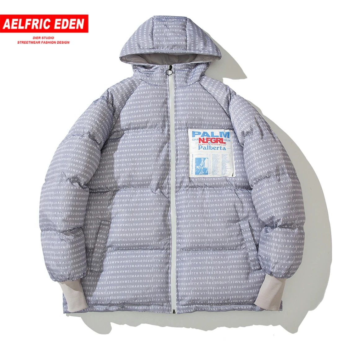 Aelfric Eden зима теплая с капюшоном Для мужчин парки 2018 хип хоп полный письмо патч