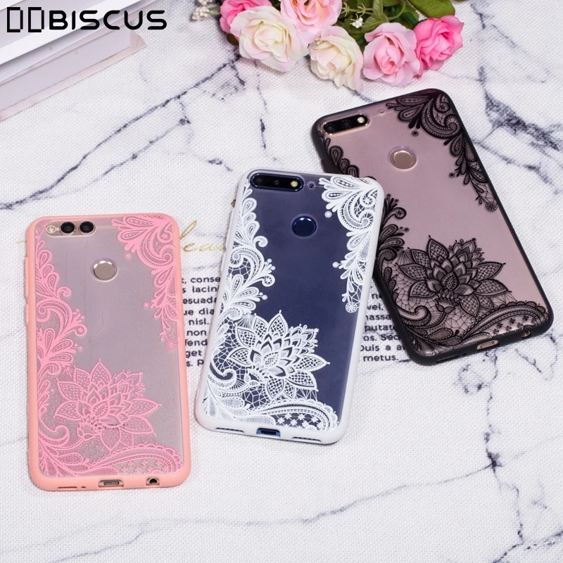 

Luxury Lace Back flower Cover For Huawei Y9 Y5 Y6 Y7 Prime 2018 P20 P10 P9 P8 Lite 2017 GR5 Mate 10 Pro Honor 9 6X 7X 7A 7C Case