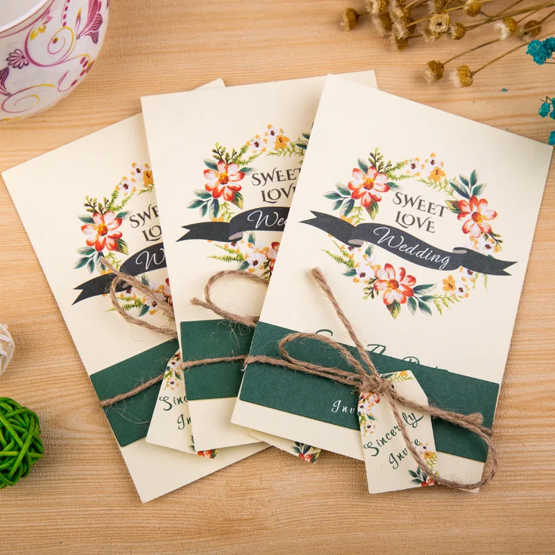  1pcs Luxury Wedding Invitations Card Baby Shower With Ribbon Free Envelope & Seals Party Wedding Su - 32856910655