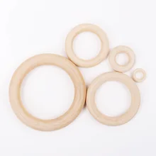 Бусины из натурального дерева круглой формы кольца ручной работы Детские Прорезыватели деревянные Прорезыватели Набор 15-70 мм