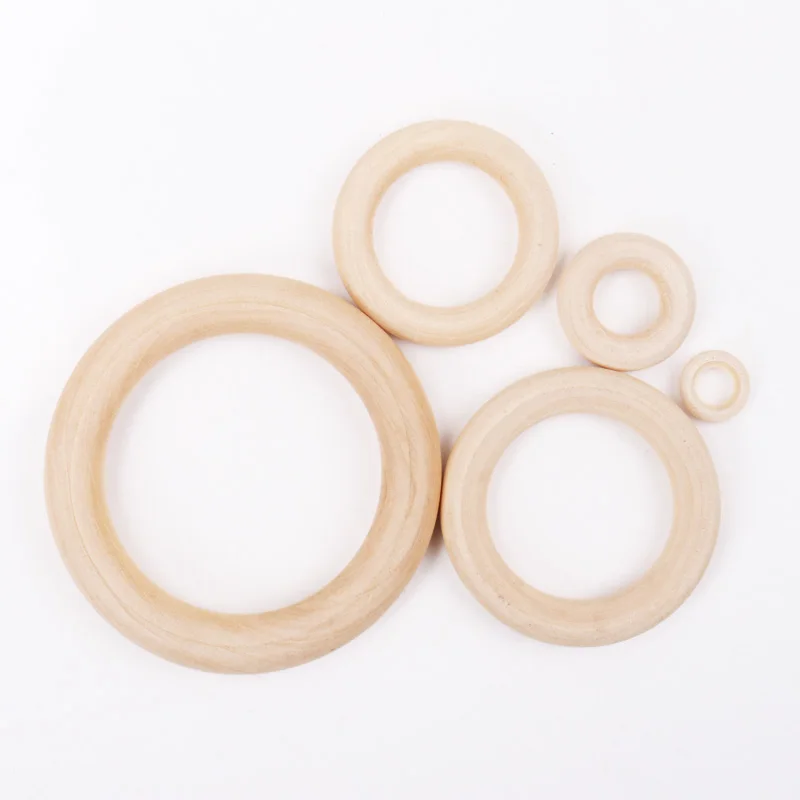 

Natural Wooden Beads Round Ring Shape Handmade Baby Teethers Wooden Wooden Teethers Set 15-70mm