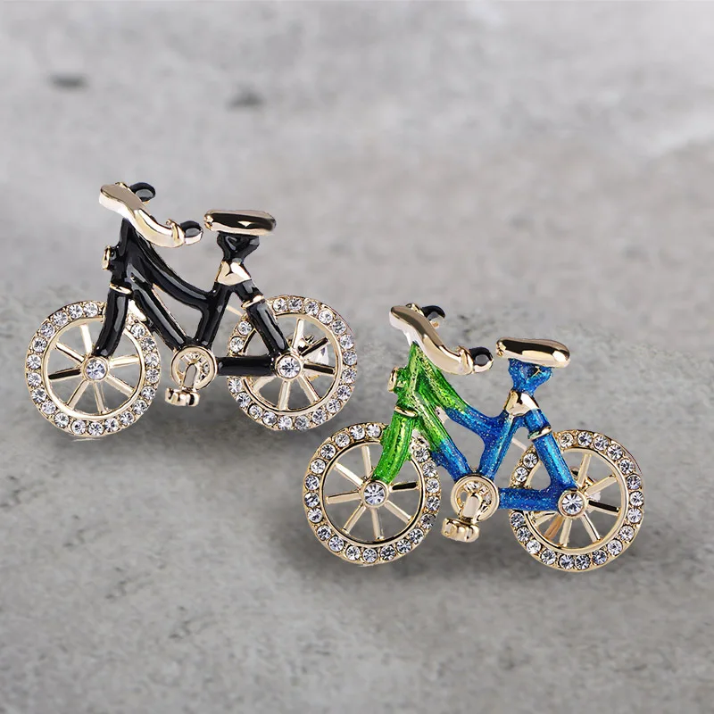 Blucome Enamel Bicycle Brooches For Women Man Bike Broach Dress Sweater Decoration Esmalte Crystals Broches Hijab Scarf Corsage