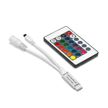 

100pcs DC12V 24V 24Key Mini RGB Controller With IR Remote Control For 5050 3528 RGB LED Strip Lights