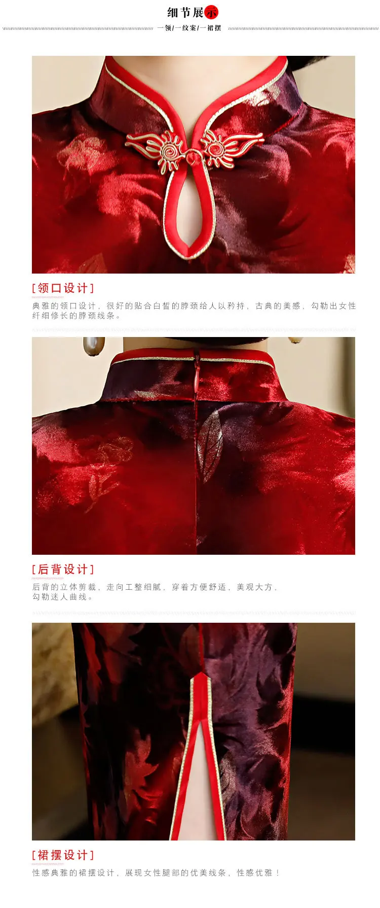 Новый женский осень-зима бархат толстое Ципао большой Размеры Мать платье Cheongsam Qipao платье элегантный красный