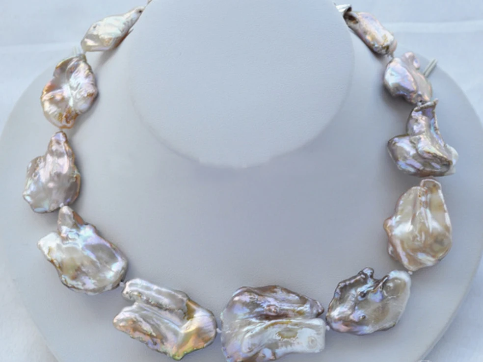 

Rare HUGE avender baroque keshi Reborn necklace earring gift