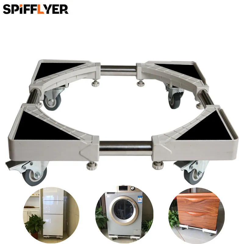 

Movable Adjustable Base Telescopic Furniture Dolly with 4 Locking Rubber Caster Wheels for Dryer,Washing Machine Refrigerator