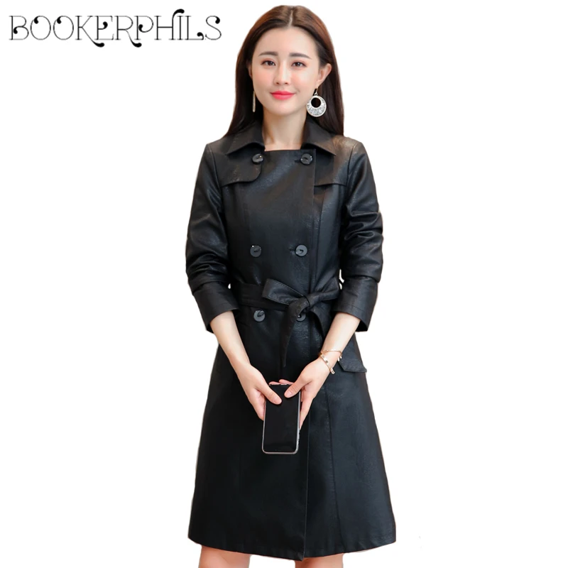 2019 Autumn Winter Women Leather Jackets Plus Size Black