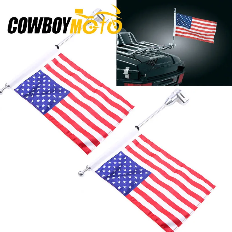 2pcs/set Motorcycle Rear Side Mount Flag Pole US USA United States America For Honda GoldWing GL1800 GL1500 2001-2011 2010 | Автомобили и