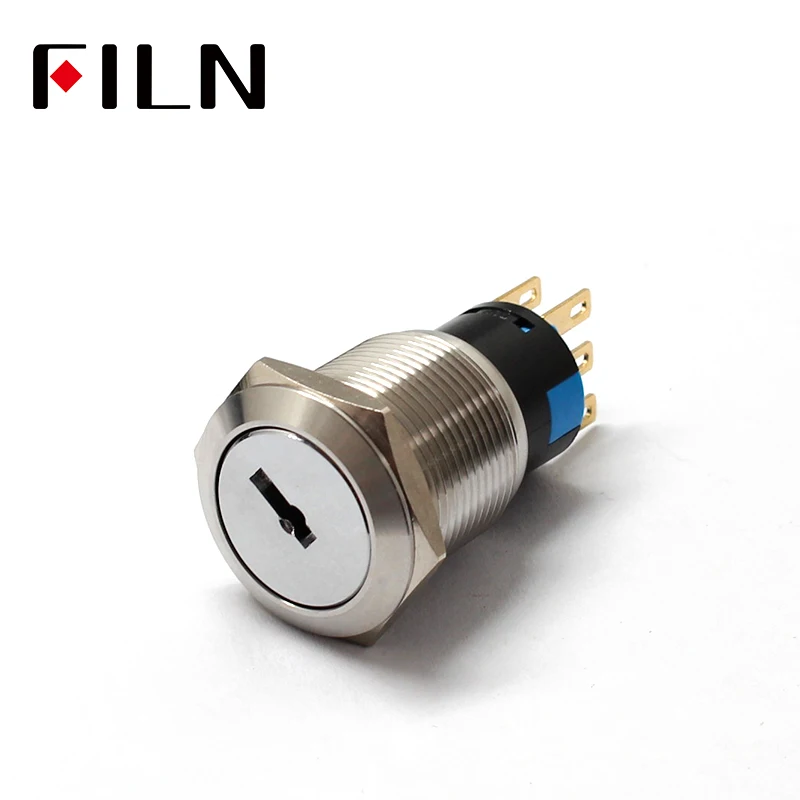 19mm Metal 3Pin 6pin ON-OFF  ON-OFF-ON 2Position 3Position DPST DPDT A Series Electronic Lock Key Switch (3)