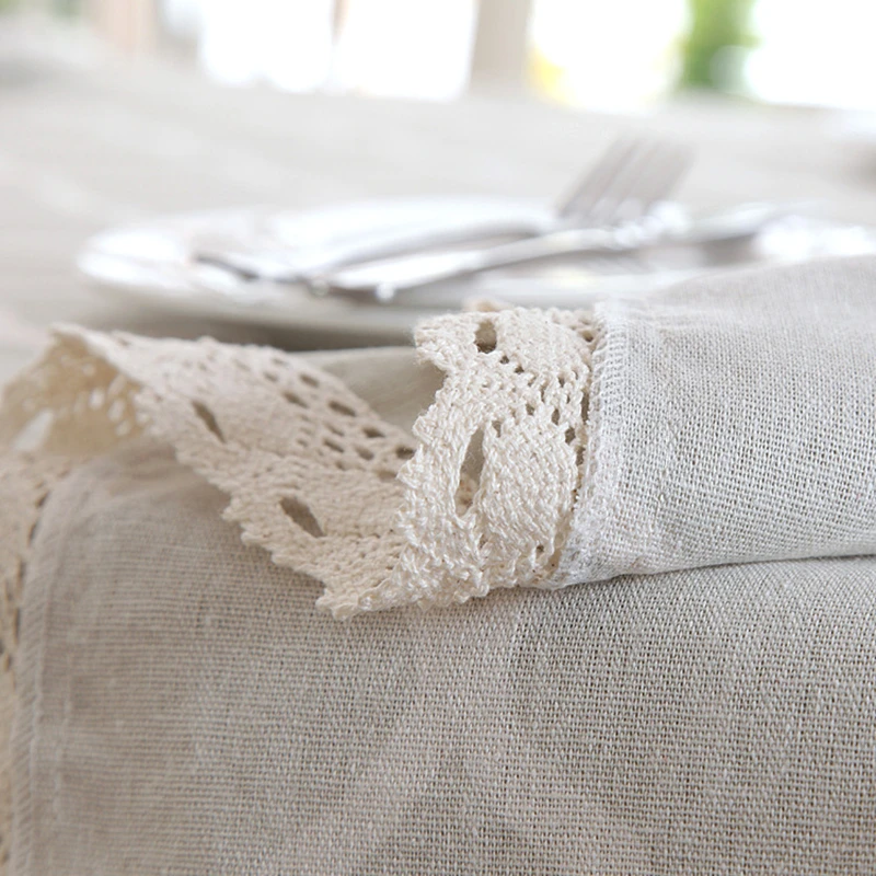  Christmas Tablecloth Comfortable Linen Simple Pattern Washable Lace Table Cloth for Coffee Dinner W