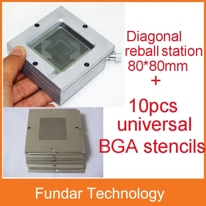 Универсальный BGA набор 80 мм диагональная установка для перепайки чипа на печатной плате+ 10 шт универсальныеbga трафареты