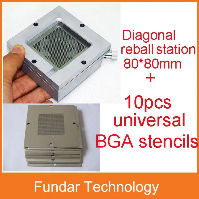 

free shipping universal BGA reballing kit 80mm Diagonal Reball Station + 10pcs universal BGA stencils