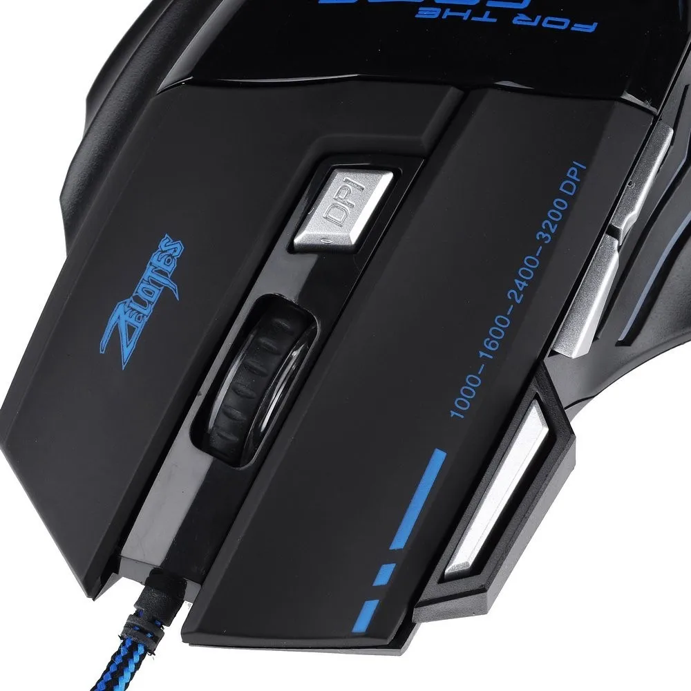 zelotes 5500 dpi 7 button led optical usb wired gaming mouse mice for mac
