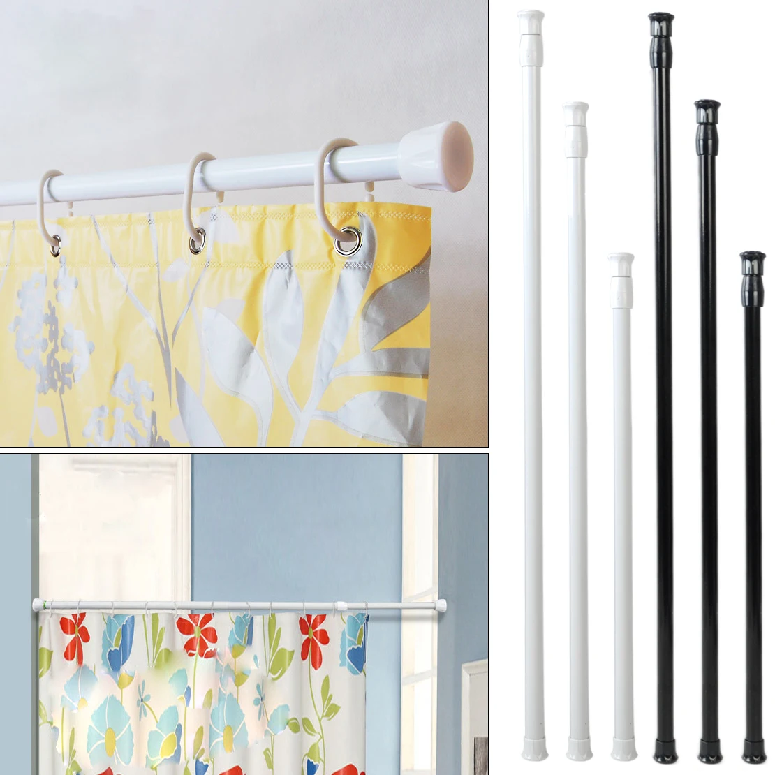 

Extendable Adjustable 55-90cm Spring Loaded Tension Rod Rail Pole Hanger Telescopic Curtain Shower Bathroom Window Products
