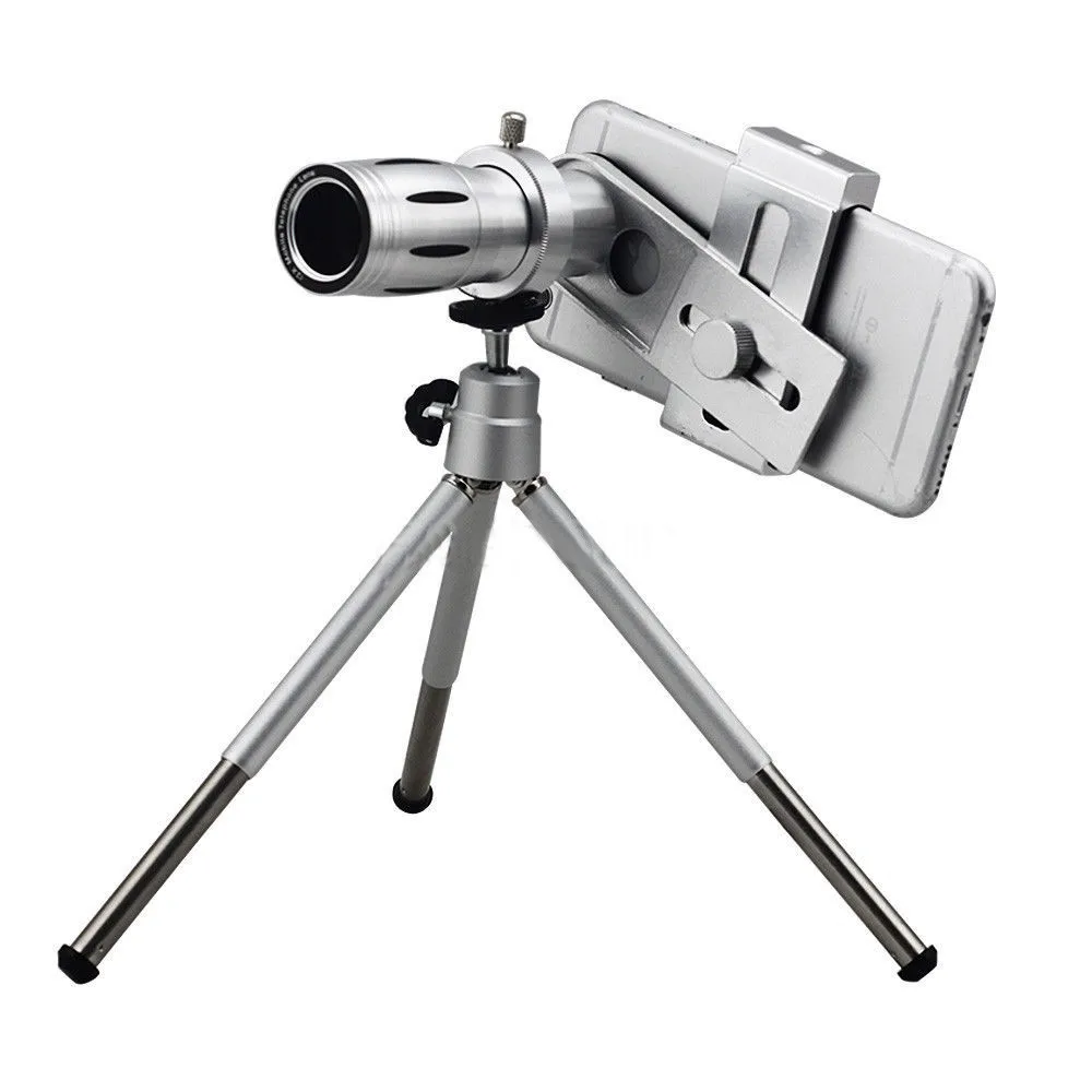 2017 New Phone Camera Lenses Kit 12x Zoom Telephoto Optical Lens Telescope Magnifier With Clip Mobile Tripod For iPhone 6 6S 7 8 2017 New Phone Camera Lenses Kit 12x Zoom Telephoto Optical Lens Telescope Magnifier With Clip Mobile Tripod For iPhone 6 6S 7 8