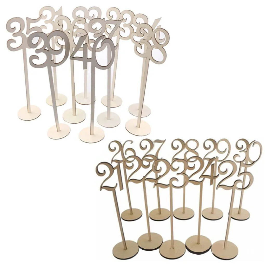 

20pcs/set Number 21-40 Wedding Wooden Table Numbers with Holder Base Wedding Decor