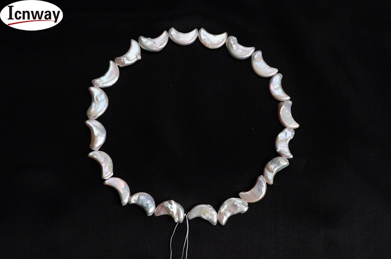 

Natural moon shape Freshwater Pearl white 10*16mm For Jewelry Making 15inches DIY necklace bracelet FreeShipping Wholesale