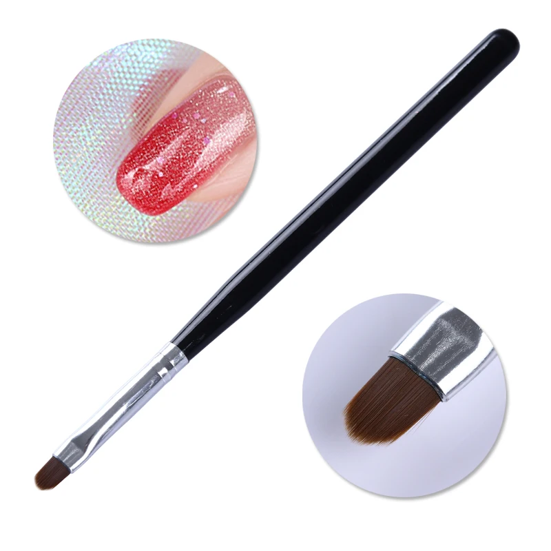 

1 Pc Oval Acrylic Painting Brush Powder Clean UV Pen Nail Edge Cuticle Cleaner Pink Handle Manicure Nail Art Tool