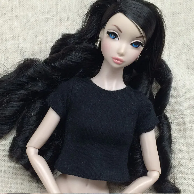 Однотонная кукольная футболка для куклы блайз Базовая рубашка верхняя одежда для Azone Momoko кукольная одежда 1/6 кукольные аксессуары - Цвет: black