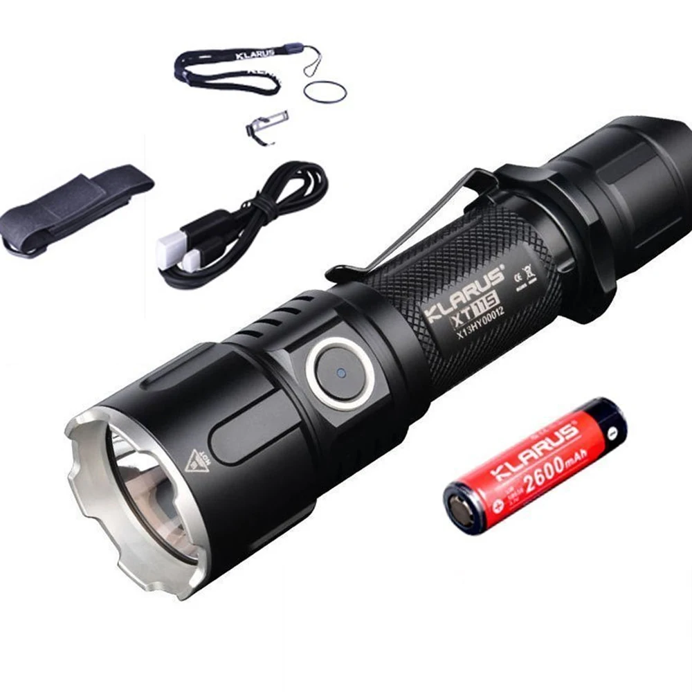 

Klarus XT11S Tactical Flashlight CREE XP-L HI V3 LED 1100lm beam distance 330 meters LED torch + 18650 2600mAh li-ion battery