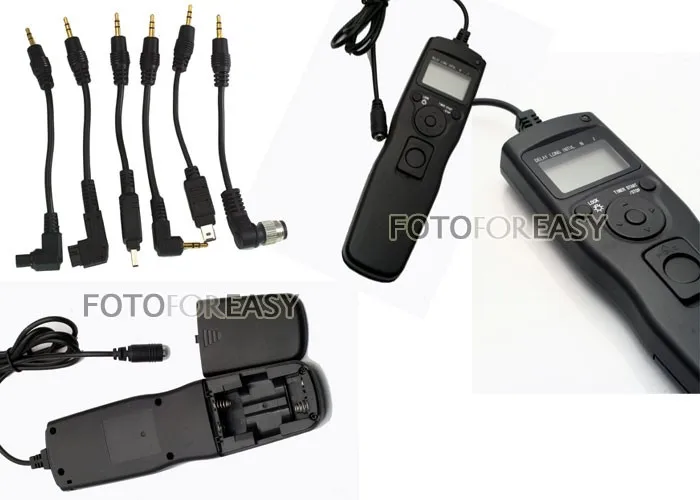 FOTGA Timer Remote Shutter Cord for Canon Nikon Sony Olympus with 7pcs Removable Cable