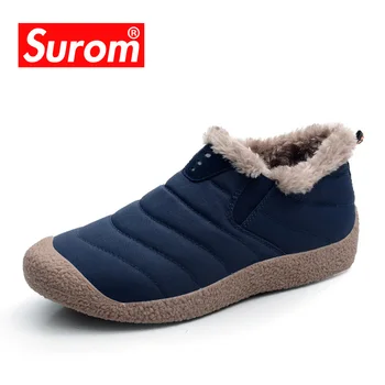 

SUROM New brand of high-quality plush warm men's winter boots waterproof upper material mens snow boots men Casual Shoes