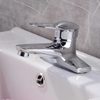 

Free shipping dual hole basin sink faucet with polished chrome bathroom mixer tap of solid brass basin sink water faucet