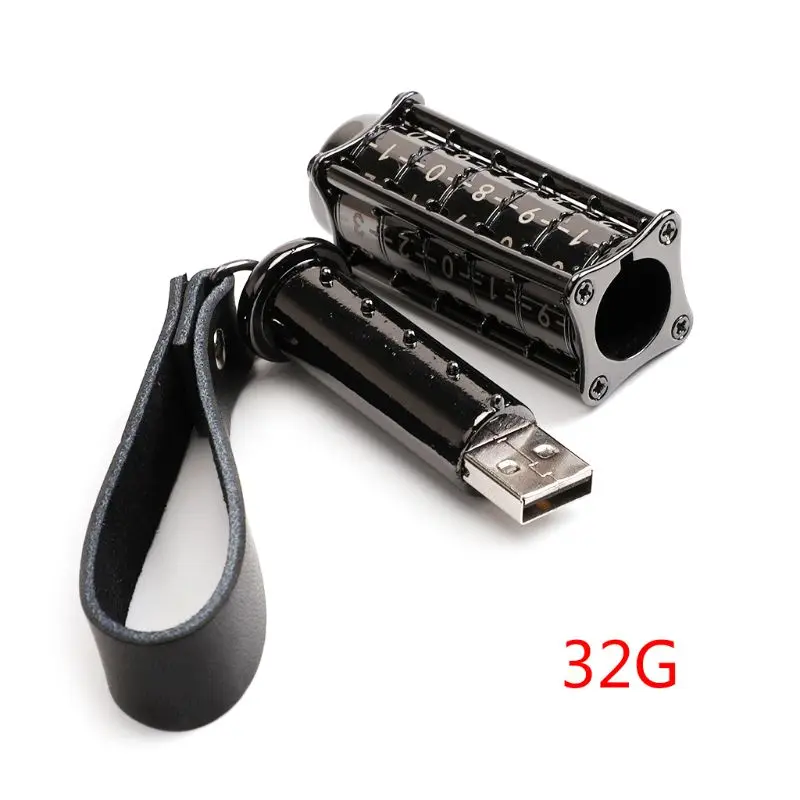 USB флеш-накопитель металлический флеш-накопитель U Stick 32G 64G USB2.0 цифровой пароль для передачи данных брелок - Цвет: Black32