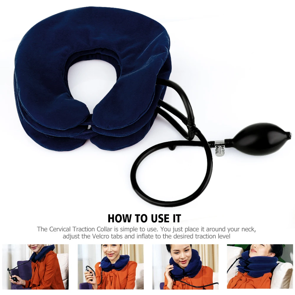 US Stock3 слой надувной воздушный шейный Тяговый прибор мягкий шейный воротник для облегчения боли шейный растягиватель боль в воротнике