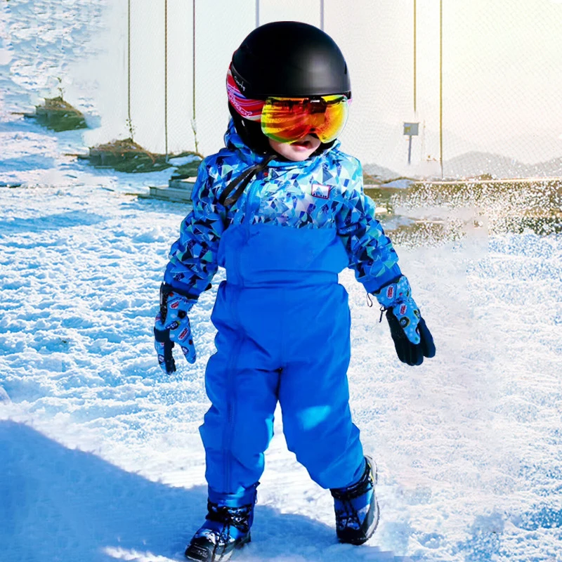 Зимний лыжный костюм для маленьких мальчиков и девочек детский комбинезон, водонепроницаемый, ветрозащитный, зимний комбинезон с капюшоном, цельнокроеная одежда для детей от 18 месяцев до 3 лет