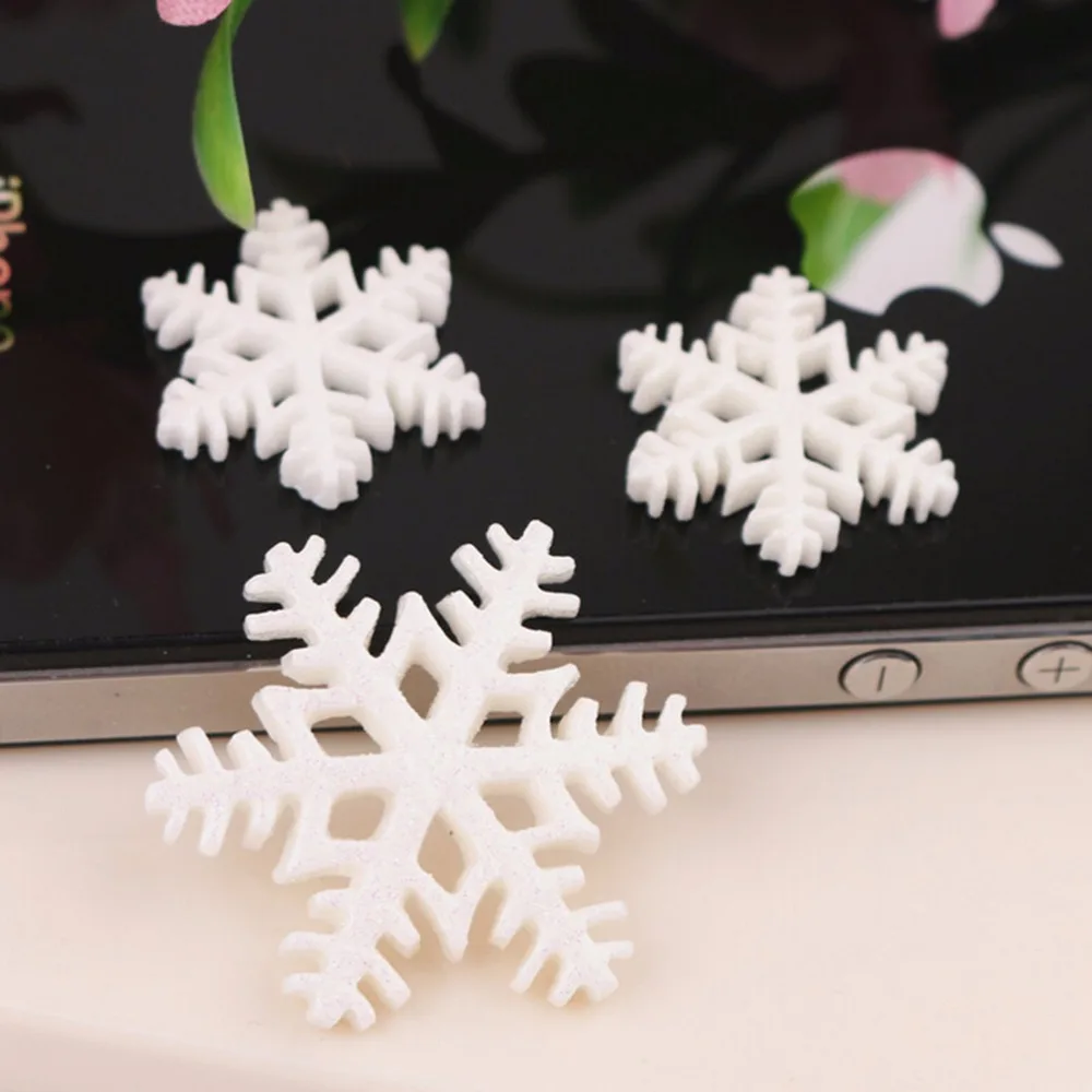 10/30Pcs White Snow Flake Merry Christmas Resin Flat Backs Craft Mini Christmas Decoration Supplies