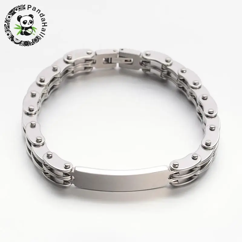 304 Stainless Steel Band Bracelets for Mens ID Bracelets, with Watch