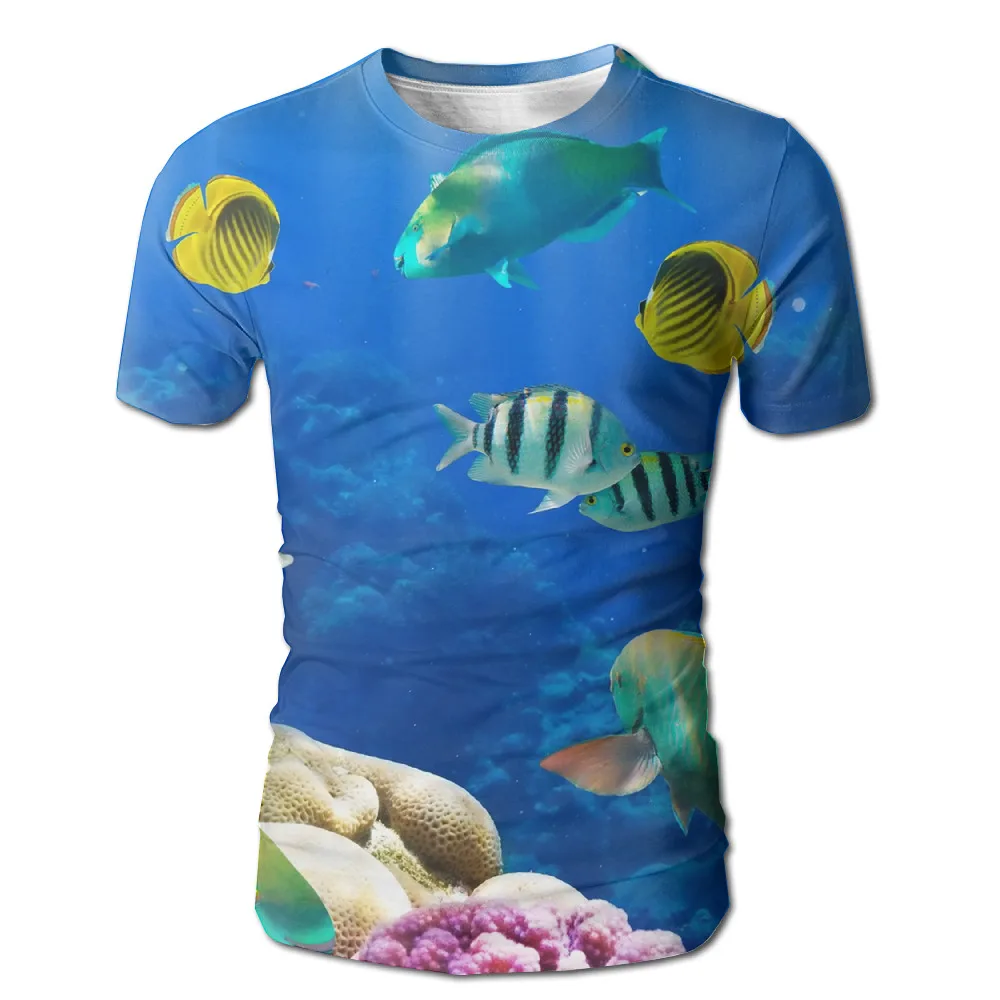DUTRODU Men's tropical fish custom sublimated 3D full White short