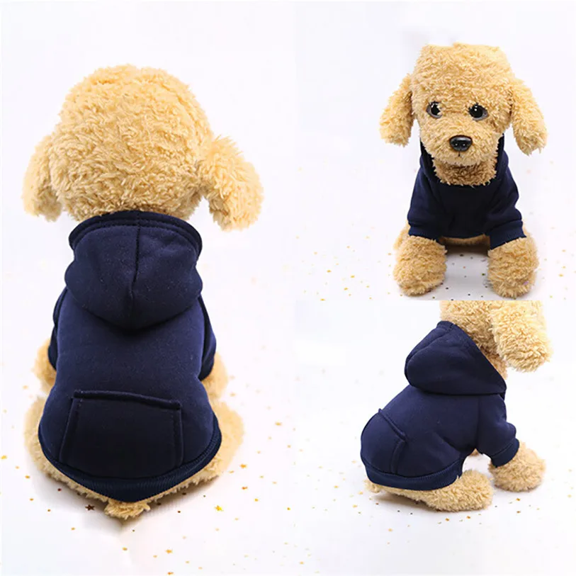 Winter Dog Coats Cotton Fleece Soft Wear Jackets With Cap And Pocket Chihuahua Pets Coats Clothes Solid Pets Supplies #F#40NV2 (14)