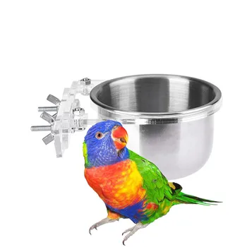 

Stainless Steel Pets Bird Feeding Bowl Parrot Conure Caique Cockatiel Food Water Feeder Supplies Drop shipping