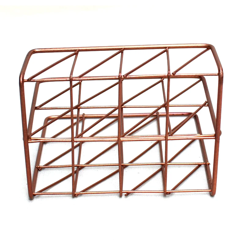 Rose Golden Office School Supplies Letter Holder Organizer Envelope Sorter Mesh Wire Metal Letter Memo Holder Small 10pcs/set