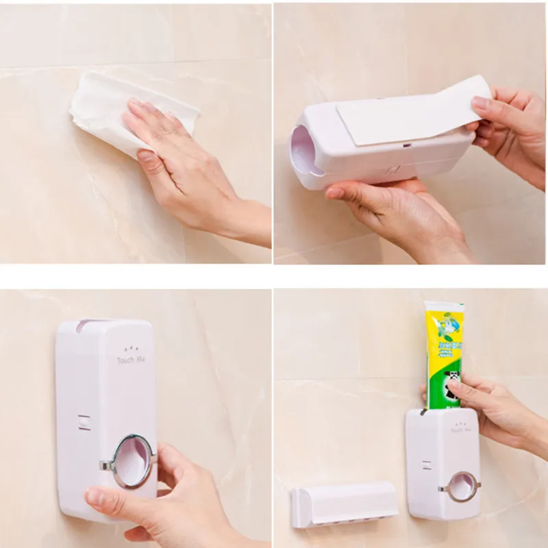 Bathroom Accessories Set Tooth Brush Holder Automatic Toothpaste Dispenser Holder Toothbrush Wall Mount Rack Bathroom Tools Set