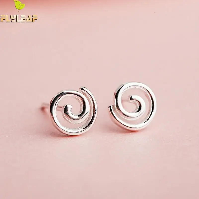 

Flyleaf 925 Sterling Silver Geometry Round Rotating Stud Earrings For Women Prevent Allergies Creativity Fashion Jewellery