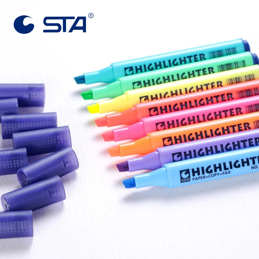 

STA 8 Colors/Set Highlighter Marker Pen for Paper Copy Fax