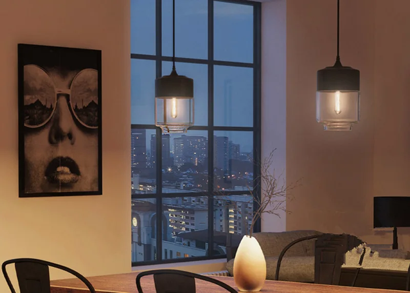Nordic Modern loft hanging Glass Pendant Lamp Fixtures E27 E26 LED Pendant lights for Kitchen Restaurant Bar living room bedroom (5)