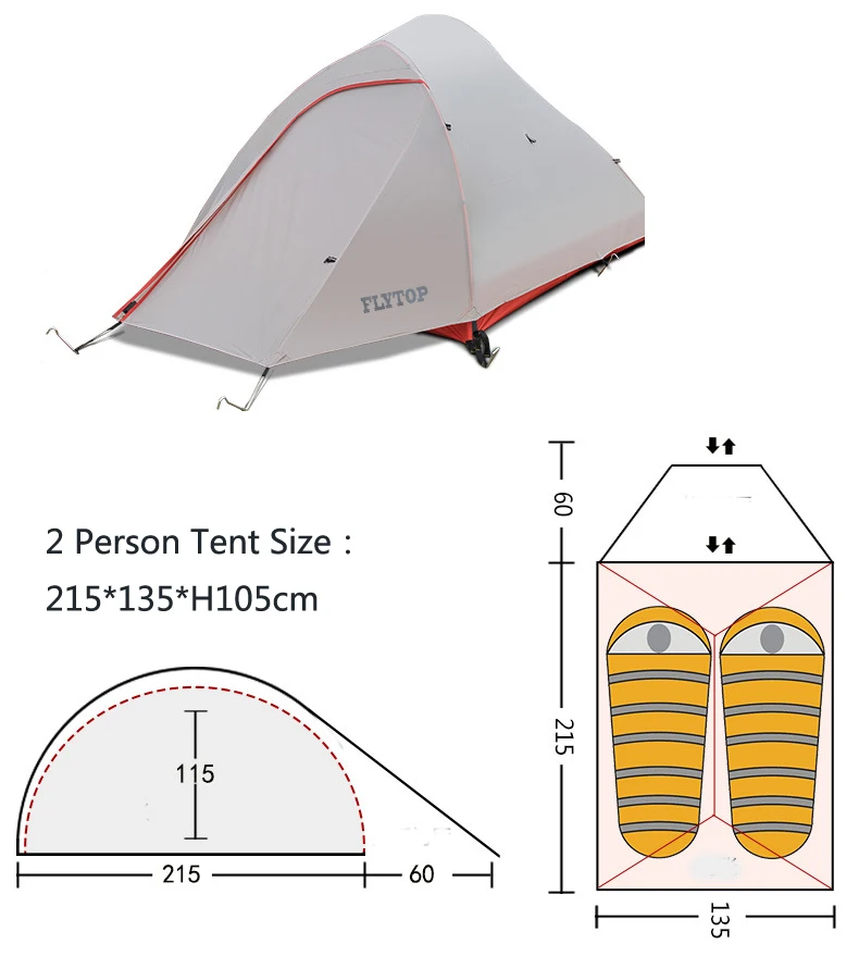 FLYTOP сверхлегкие палатки для кемпинга на 1-2 человека с алюминиевым полюсом 20D кремниевые водонепроницаемые палатки для охоты, рыбалки, туризма
