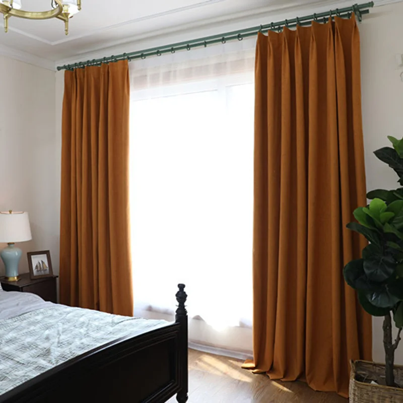 

Faux Linen Home Decor Thermal Insulated Soundproof Blackout Curtain for Living Room Darpe Bedroom Back Coating Curtains