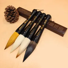 Медведь волосы кисточка для китайской каллиграфии ручка с цифрами и рожками на капюшоне; одежда бункер-фигурные макияжные кисточки мягкие шерстяные волосы кисть для китайской живописи канцелярские принадлежности