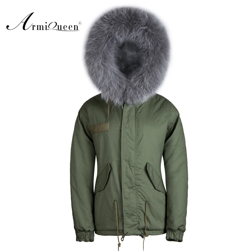 Модной высокого качества серый пальто с мехом зима искусственного меха пальто для мужчин и женщин