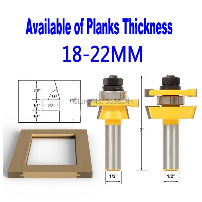 2pc Round Over Router Bit Woodworking Drill Tool 1/2" Router Bits Set