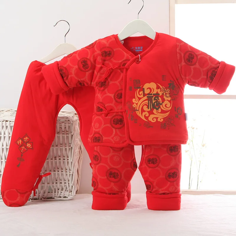 

Chinese style Winter Newborn Baby Clothes Set 3PCS Cotton Baby Boys girls new year Clothes Baby gift Clothing Sets