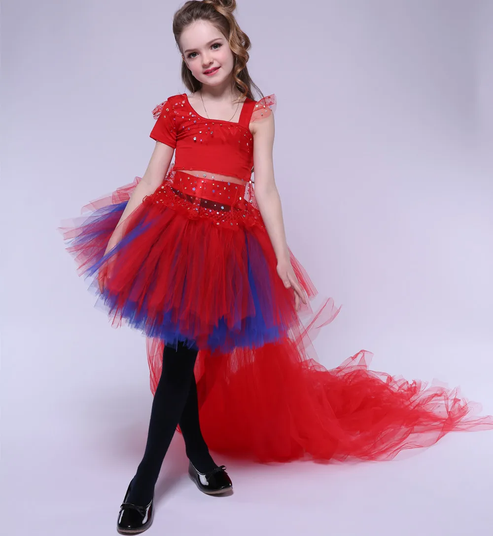 

Girls Latin Dance Dress Clothes for Kids Samba Salsa Dance Performance Ball Gown Dress Suit Children Kids Long Tail Tutu Dresses