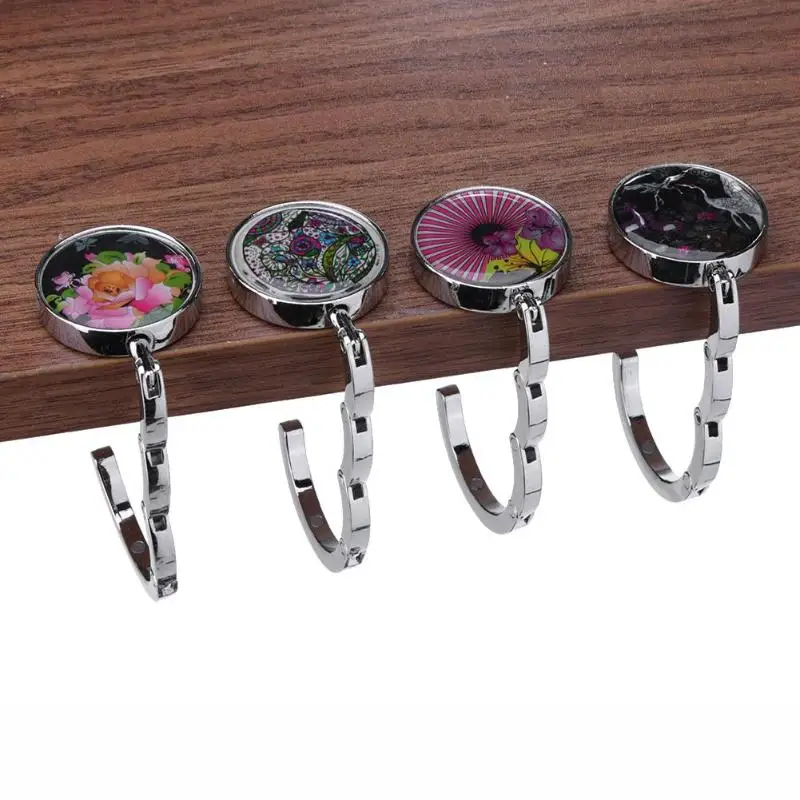 1 Pcs Portable Folding Bag Hook Printing Acrylic Desk Purse pack Hanger